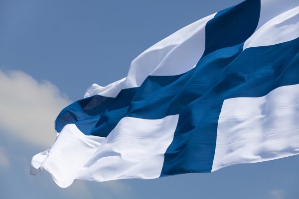 Finnish flag on a windy day.